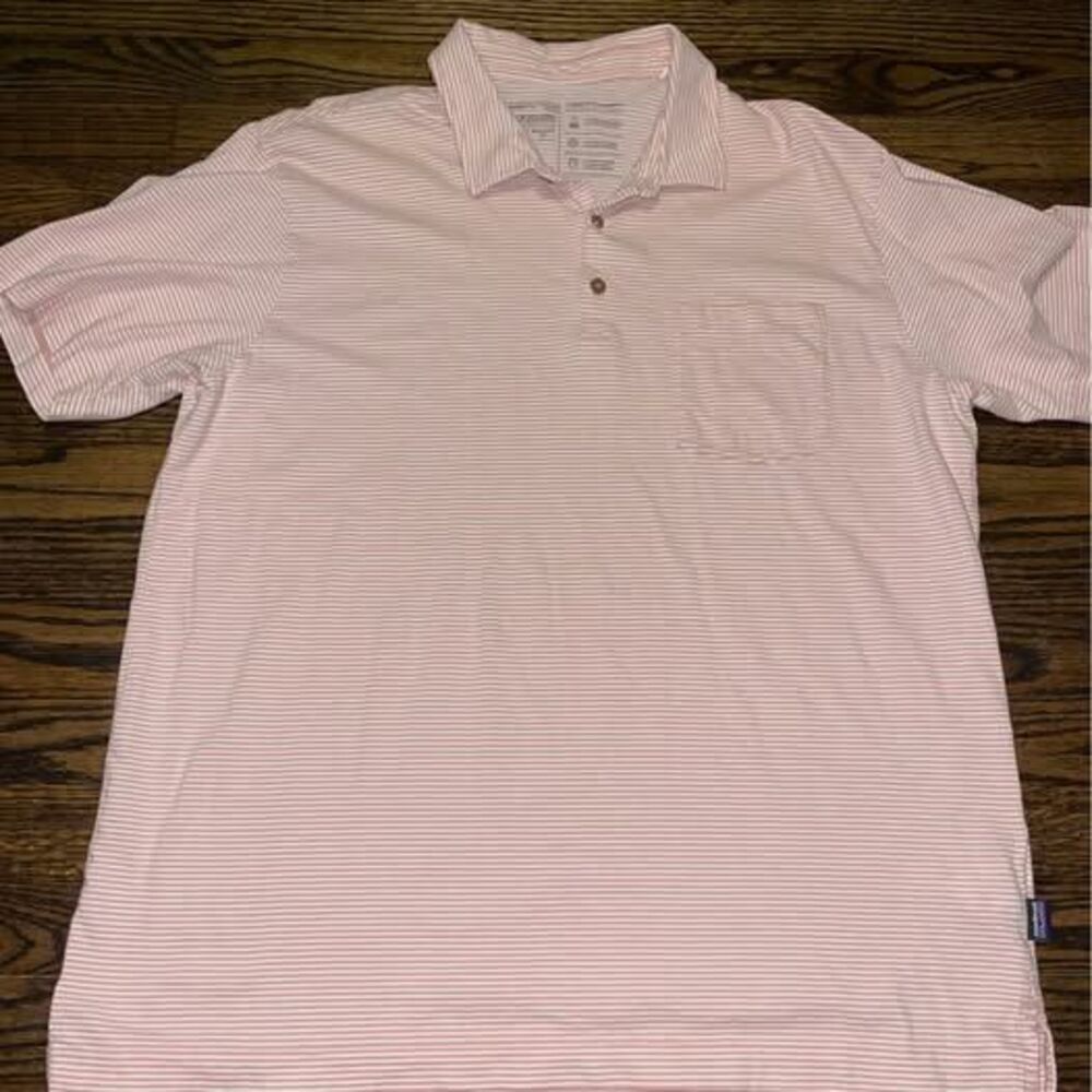 XL Men’s Patagonia Polo Shirt Pink Stripe Cotton